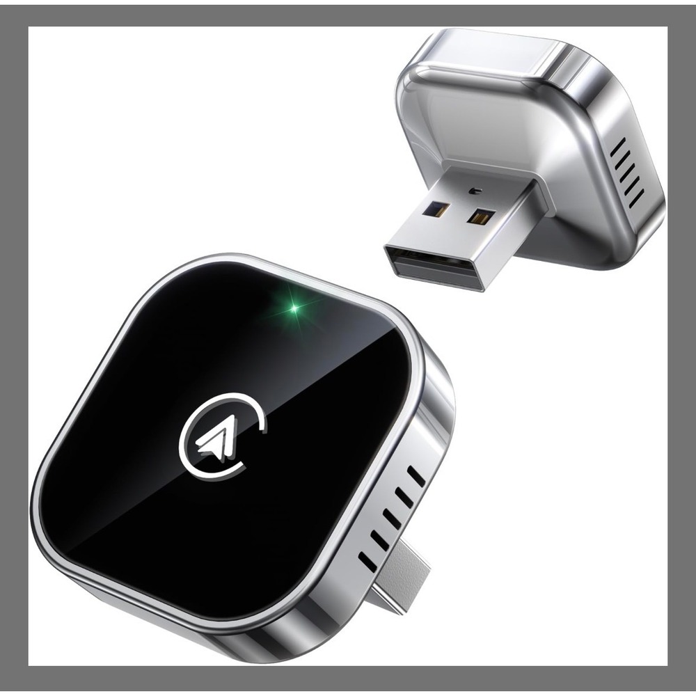 Wireless CarPlay Android Auto Adapter USB Dongle for Wired Cars Silver Black